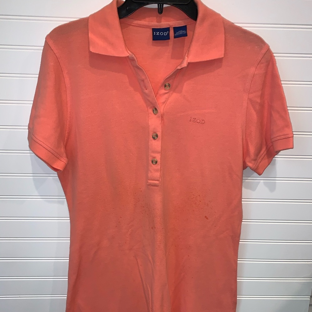 Izod coral short sleeve polo dress L